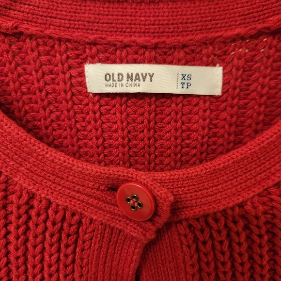 Red Cropped Button Cardigan Sweater Jacket size XS Extra Small NWT - Picture 3 of 3